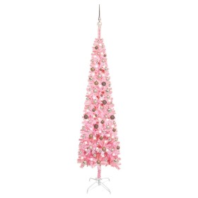 Árbol de Navidad delgado con LEDs y bolas rosa 240 cm de vidaXL, Arboles de navidad - Ref: Foro24-3078069, Precio: 82,74 €, D...