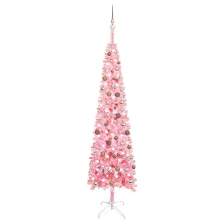 Slim Christmas tree with LEDs and pink balls 240 cm by vidaXL, Christmas trees - Ref: Foro24-3078069, Price: 82,74 €, Discoun...