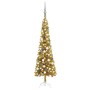 Schlanker Weihnachtsbaum mit LEDs und Kugeln gold 150 cm von vidaXL, Weihnachtsbäume - Ref: Foro24-3078127, Preis: 62,16 €, R...