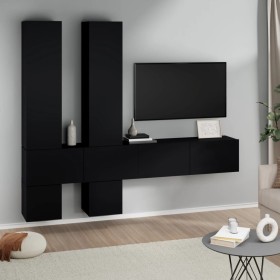 Black plywood TV wall cabinet by vidaXL, TV Furniture - Ref: Foro24-3114567, Price: 246,99 €, Discount: %