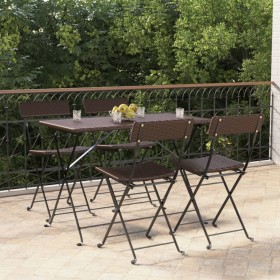 Folding cafeteria chairs 4 pcs steel and brown synthetic rattan by vidaXL, Garden chairs - Ref: Foro24-3152115, Price: 152,08...