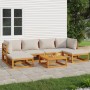 Garden furniture set 7 pieces solid wood and light gray cushions by vidaXL, Garden sets - Ref: Foro24-3155297, Price: 685,11 ...