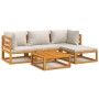 Set muebles de jardín 5 pzas madera maciza y cojines gris claro de vidaXL, Conjuntos de jardín - Ref: Foro24-3155279, Precio:...