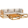 Set muebles de jardín 5 pzas madera maciza y cojines gris claro de vidaXL, Conjuntos de jardín - Ref: Foro24-3155279, Precio:...