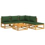 6-piece solid wood garden furniture set with green cushions by vidaXL, Garden sets - Ref: Foro24-3155330, Price: 538,99 €, Di...