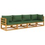 Garden furniture set 4 pieces solid wood and green cushions by vidaXL, Garden sets - Ref: Foro24-3155315, Price: 456,80 €, Di...