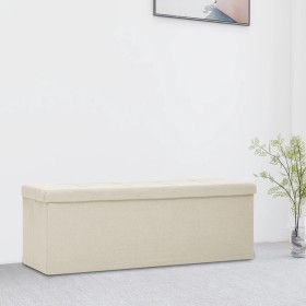 Cream White Faux Linen Folding Storage Bench by vidaXL, Benches for halls and storage - Ref: Foro24-338792, Price: 67,74 €, D...