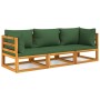 Garden furniture set 3 pieces solid wood and green cushions by vidaXL, Garden sets - Ref: Foro24-3155314, Price: 335,58 €, Di...