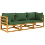 Garden furniture set 3 pieces solid wood and green cushions by vidaXL, Garden sets - Ref: Foro24-3155314, Price: 335,58 €, Di...