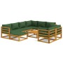 Garden furniture set 10 pieces solid wood and green cushions by vidaXL, Garden sets - Ref: Foro24-3155323, Price: 1,00 €, Dis...