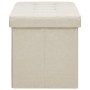 Cream White Faux Linen Folding Storage Bench by vidaXL, Benches for halls and storage - Ref: Foro24-338792, Price: 67,99 €, D...