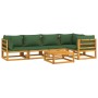 6-piece solid wood garden furniture set with green cushions by vidaXL, Garden sets - Ref: Foro24-3155332, Price: 620,54 €, Di...