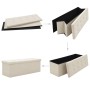 Cream White Faux Linen Folding Storage Bench by vidaXL, Benches for halls and storage - Ref: Foro24-338792, Price: 67,99 €, D...