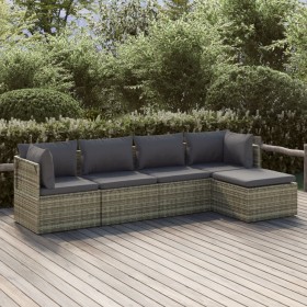 5-teiliges Gartenmöbel-Set und graue synthetische Rattankissen von vidaXL, Gartensets - Ref: Foro24-3157319, Preis: 443,99 €,...