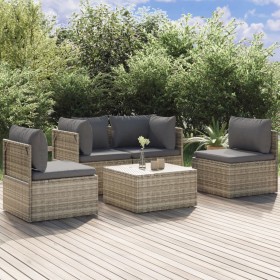 5-teiliges Gartenmöbel-Set und graue synthetische Rattankissen von vidaXL, Gartensets - Ref: Foro24-3157372, Preis: 443,99 €,...