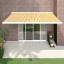 Retractable aluminum and yellow and white fabric awning 4x3 m by vidaXL, Awnings - Ref: Foro24-3154533, Price: 902,76 €, Disc...