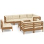 Muebles de jardín 9 pzas y cojines madera de pino marrón miel de vidaXL, Conjuntos de jardín - Ref: Foro24-3096523, Precio: 8...