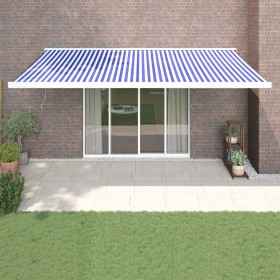 Retractable aluminum awning with blue and white fabric, 5x3 m. by vidaXL, Awnings - Ref: Foro24-3154575, Price: 750,15 €, Dis...