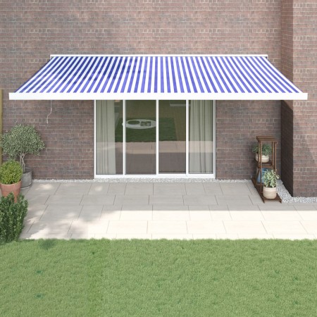 Toldo retráctil aluminio y tela azul y blanco 5x3 m de vidaXL, Toldos - Ref: Foro24-3154575, Precio: 750,15 €, Descuento: %