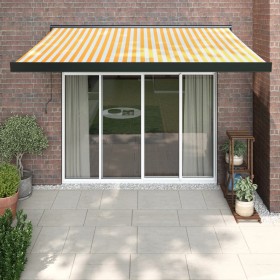 Retractable aluminum and white and yellow fabric awning 3x2.5 m by vidaXL, Awnings - Ref: Foro24-3154556, Price: 500,02 €, Di...