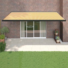 Retractable aluminum and yellow and white fabric awning 5x3 m by vidaXL, Awnings - Ref: Foro24-3154560, Price: 626,99 €, Disc...