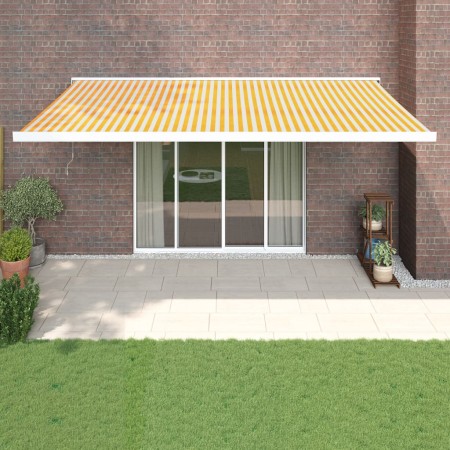 Toldo retráctil aluminio y tela amarillo y blanco 5x3 m de vidaXL, Toldos - Ref: Foro24-3154585, Precio: 793,99 €, Descuento: %