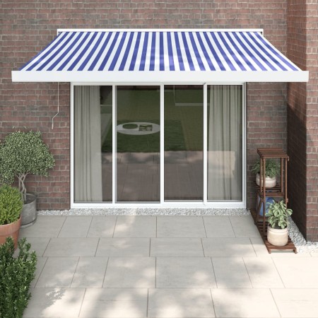 Toldo retráctil aluminio y tela azul y blanco 3x2,5 m de vidaXL, Toldos - Ref: Foro24-3154571, Precio: 567,73 €, Descuento: %