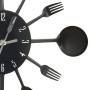 Wall clock with spoon and fork design, black, 40 cm, aluminum by vidaXL, Wall clocks - Ref: Foro24-325163, Price: 22,20 €, Di...