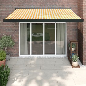 Retractable aluminum and yellow and white fabric awning 3.5x2.5 m by vidaXL, Awnings - Ref: Foro24-3154607, Price: 631,99 €, ...