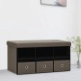 Brown synthetic linen folding storage bench 76x38x38 cm by vidaXL, Benches for halls and storage - Ref: Foro24-338806, Price:...