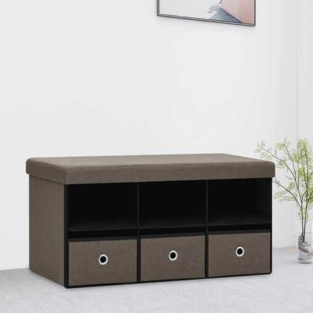 Brown synthetic linen folding storage bench 76x38x38 cm by vidaXL, Benches for halls and storage - Ref: Foro24-338806, Price:...