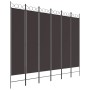 Biombo divisor de 6 paneles de tela marrón 240x200 cm de vidaXL, Divisores de ambientes - Ref: Foro24-350159, Precio: 42,87 €...