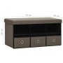 Brown synthetic linen folding storage bench 76x38x38 cm by vidaXL, Benches for halls and storage - Ref: Foro24-338806, Price:...