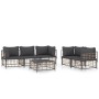 Gartenmöbel-Set 6-teilig und anthrazitfarbene PE-Rattan-Kissen von vidaXL, Outdoor-Sofas - Ref: Foro24-3186705, Preis: 485,67...