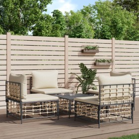 5-teiliges Gartenmöbel-Set und anthrazitfarbene PE-Rattan-Kissen von vidaXL, Outdoor-Sofas - Ref: Foro24-3186710, Preis: 344,...