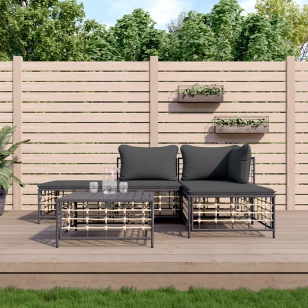 Garden furniture set 5 pieces cushions anthracite PE rattan by vidaXL, Outdoor sofas - Ref: Foro24-3186729, Price: 332,34 €, ...