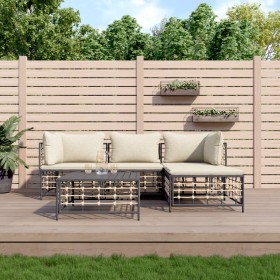 4-teiliges Gartenmöbel-Set und Kissen PE Rattan anthrazitgrau von vidaXL, Outdoor-Sofas - Ref: Foro24-3186740, Preis: 369,76 ...