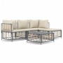 Garden furniture set 4 pieces with anthracite grey PE rattan cushions by vidaXL, Outdoor sofas - Ref: Foro24-3186740, Price: ...