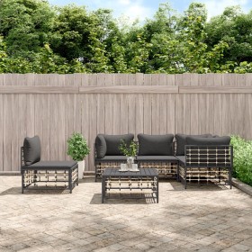 Gartenmöbel-Set 6-teilig anthrazitfarbene Kissen PE-Rattan von vidaXL, Outdoor-Sofas - Ref: Foro24-3186765, Preis: 473,03 €, ...