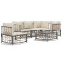 Gartenmöbel-Set 6-teilig anthrazitfarbene Kissen PE-Rattan von vidaXL, Outdoor-Sofas - Ref: Foro24-3186764, Preis: 478,77 €, ...