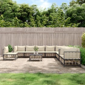 11-teiliges Gartenmöbel-Set und Kissen PE Rattan anthrazit von vidaXL, Outdoor-Sofas - Ref: Foro24-3186806, Preis: 918,17 €, ...