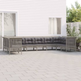 10-piece garden furniture set and gray synthetic rattan cushions by vidaXL, Garden sets - Ref: Foro24-3187562, Price: 507,99 ...