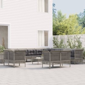 13-teiliges Gartenmöbel-Set und graue synthetische Rattankissen von vidaXL, Gartensets - Ref: Foro24-3187589, Preis: 814,73 €...