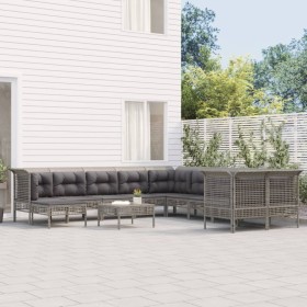 11-piece garden furniture set and gray synthetic rattan cushions by vidaXL, Garden sets - Ref: Foro24-3187598, Price: 508,99 ...