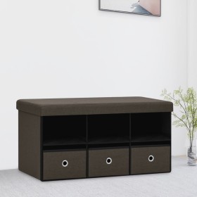 Brown synthetic linen folding storage bench 76x38x38 cm by vidaXL, Benches for halls and storage - Ref: Foro24-338807, Price:...