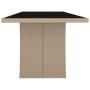 Mesa de jardín ratán beige y superficie de vidrio templado de vidaXL, Mesas de jardín - Ref: Foro24-319557, Precio: 237,81 €,...