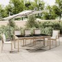 Beige rattan garden table with tempered glass surface by vidaXL, Garden tables - Ref: Foro24-319556, Price: 151,58 €, Discoun...