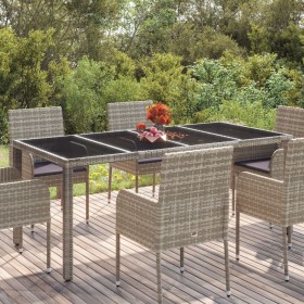 Garden table glass surface PE rattan gray 190x90x75 cm by vidaXL, Garden tables - Ref: Foro24-319904, Price: 179,99 €, Discou...