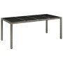 Mesa de jardín superficie de vidrio ratán PE gris 190x90x75 cm de vidaXL, Mesas de jardín - Ref: Foro24-319904, Precio: 179,9...