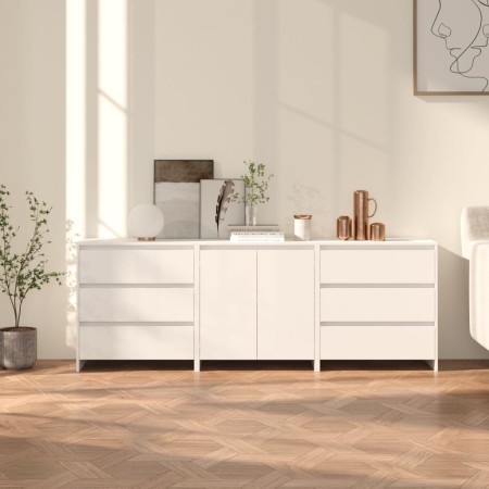 3-Piece White Manufactured Wood Sideboard by vidaXL, Sideboards - Ref: Foro24-3098065, Price: 250,74 €, Discount: %